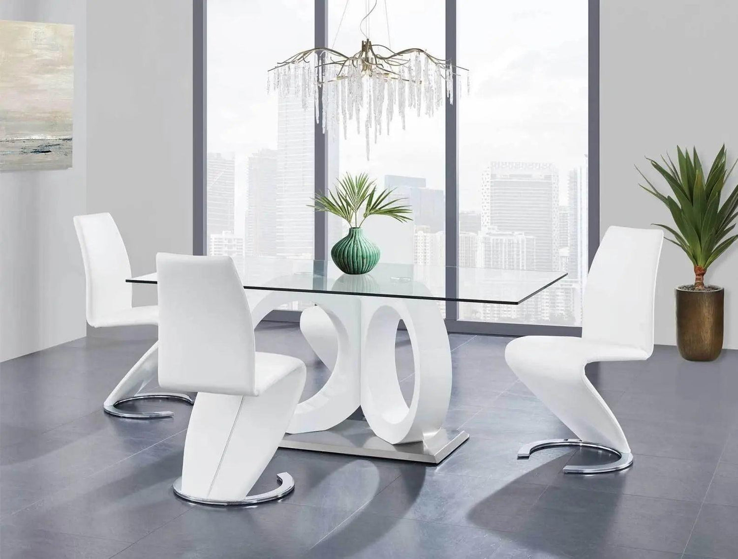 D9002DT 5 - Piece Glass Top Dining Room Set | Global | Home Elegance USA