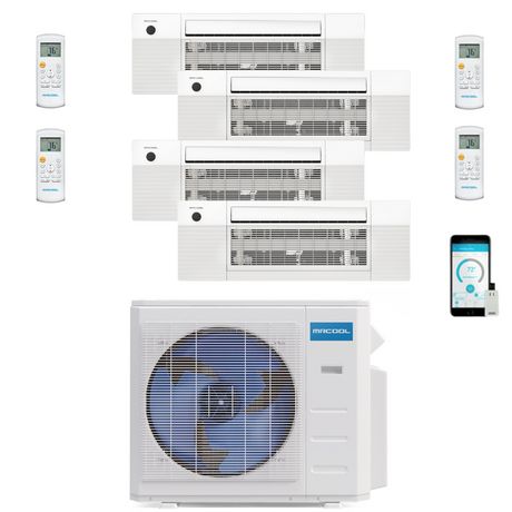 MRCOOL DIY Mini Split - 36,000 BTU 4 Zone Ceiling Cassette Ductless Air Conditioner and Heat Pump, DIY-BC-436HP09090909 - Home Elegance USA