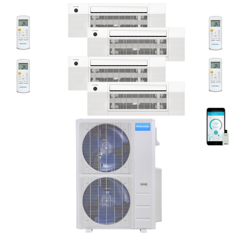 MRCOOL DIY Mini Split - 48,000 BTU 4 Zone Ceiling Cassette Ductless Air Conditioner and Heat Pump, DIY-BC-448HP12121212 - Home Elegance USA