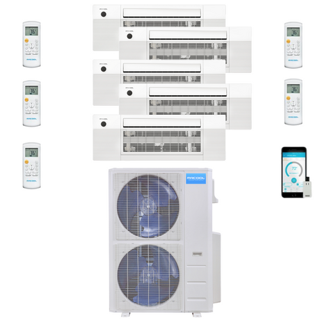 MRCOOL DIY Mini Split - 51,000 BTU 5 Zone Ceiling Cassette Ductless Air Conditioner and Heat Pump, DIY-BC-548HP0909090912 - Home Elegance USA