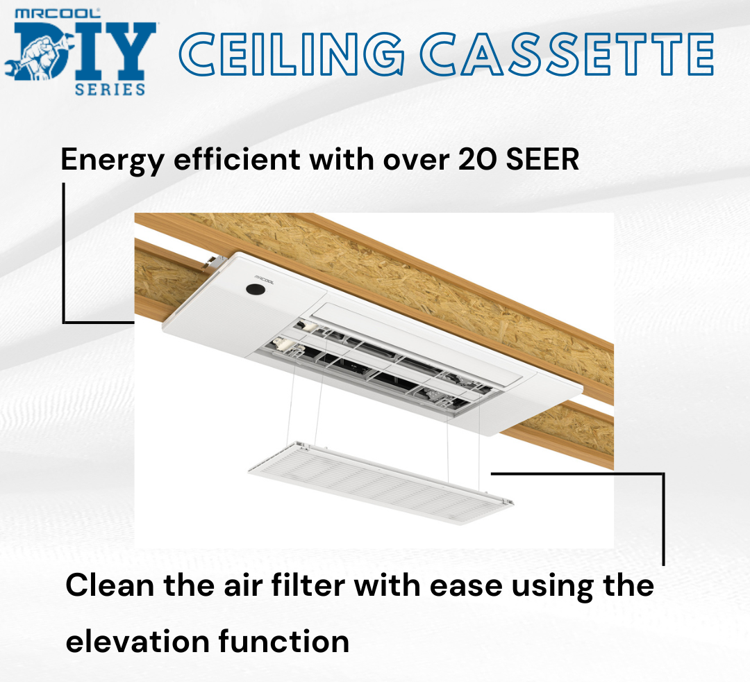 MRCOOL DIY Mini Split - 30,000 BTU 2 Zone Ceiling Cassette Ductless Air Conditioner and Heat Pump, DIY-BC-227HP1218 - Home Elegance USA