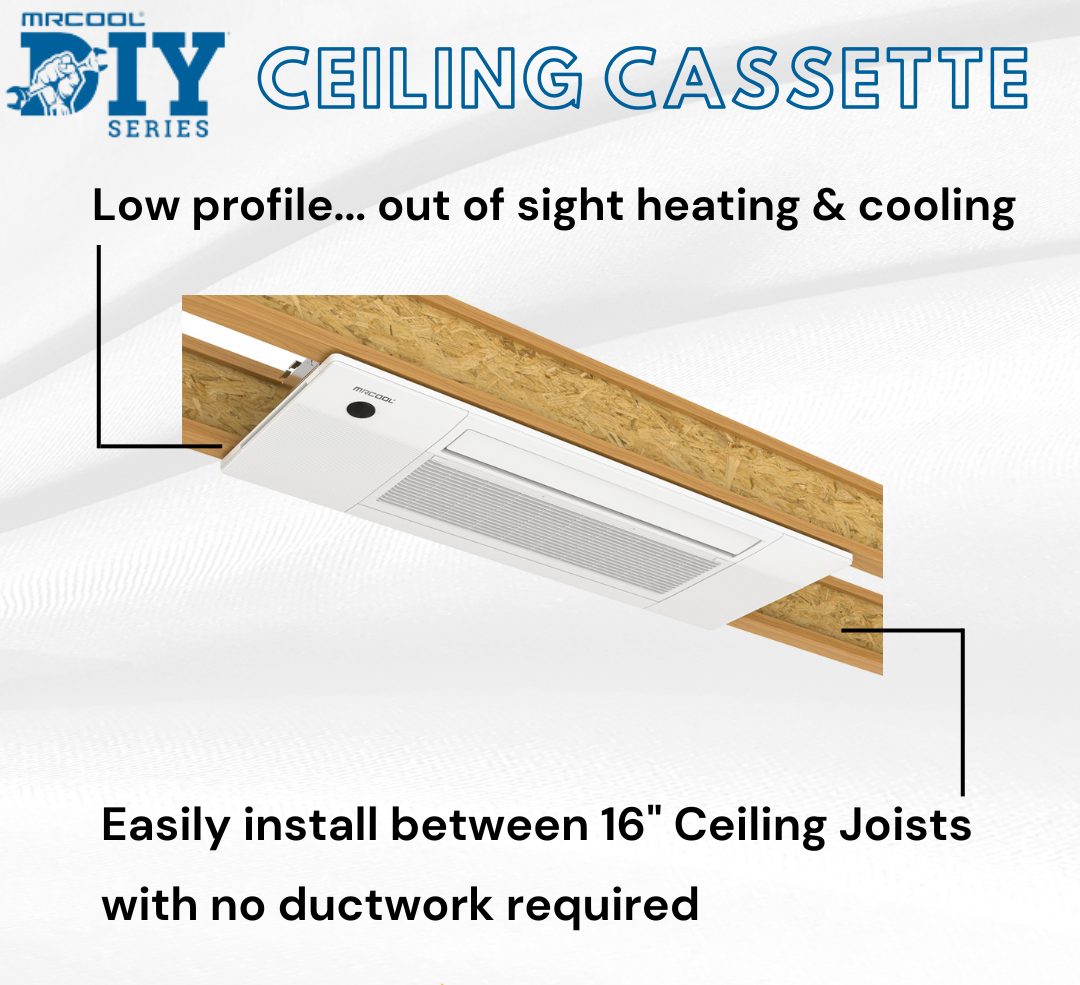 MRCOOL DIY Mini Split - 21,000 BTU 2 Zone Ceiling Cassette Ductless Air Conditioner and Heat Pump with 16 ft. and 25 ft. Install Kit, DIY227HPC0912-1625 - Home Elegance USA