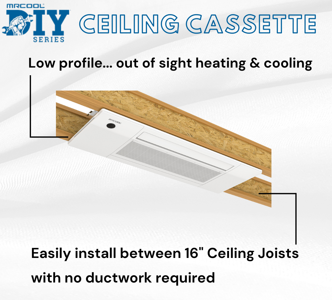 MRCOOL DIY Mini Split - 30,000 BTU 2 Zone Ceiling Cassette Ductless Air Conditioner and Heat Pump, DIY-BC-227HP1218 - Home Elegance USA