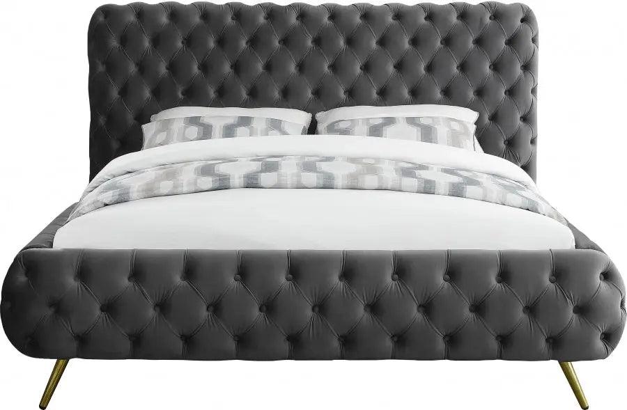 Delano Velvet Platform Bed | Meridian | Home Elegance USA