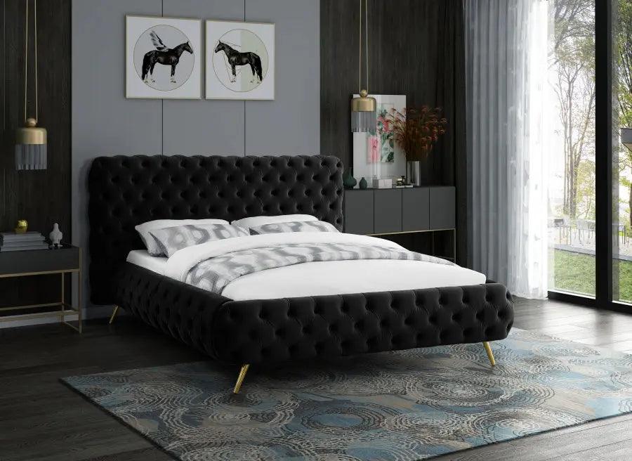 Delano Velvet Platform Bed | Meridian | Home Elegance USA