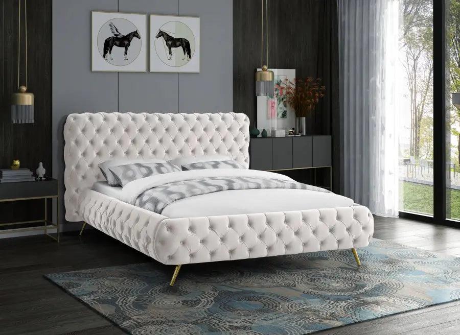 Delano Velvet Platform Bed | Meridian | Home Elegance USA