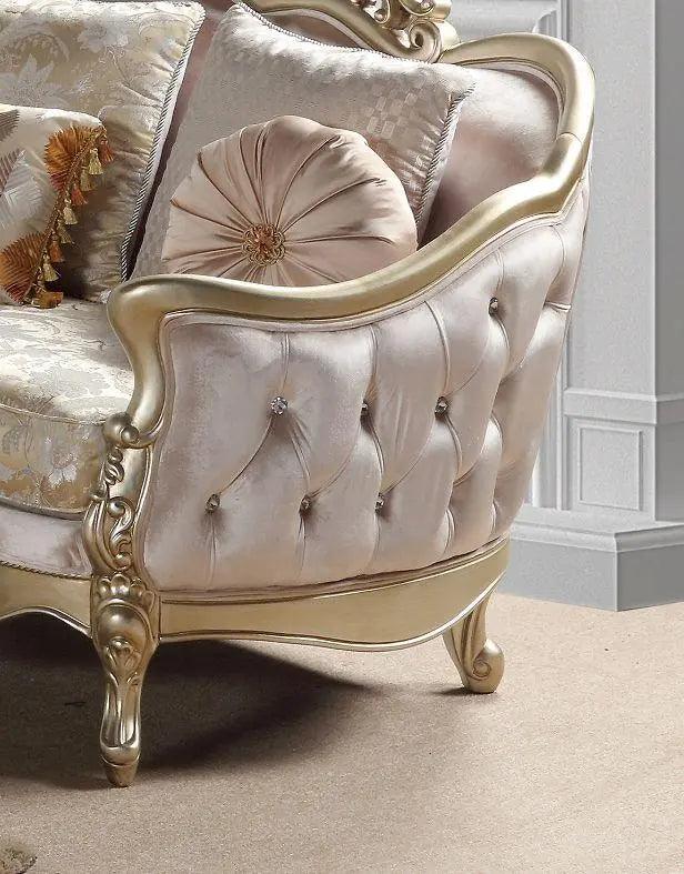 Diana Traditional Sofa And Loveseat In Champagne Wood Finish | Cosmos | Home Elegance USA