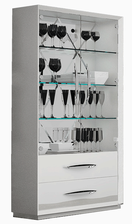 Carmen 2 Door White Curio - Carmen2Dcuriowhit | ESF | Home Elegance USA