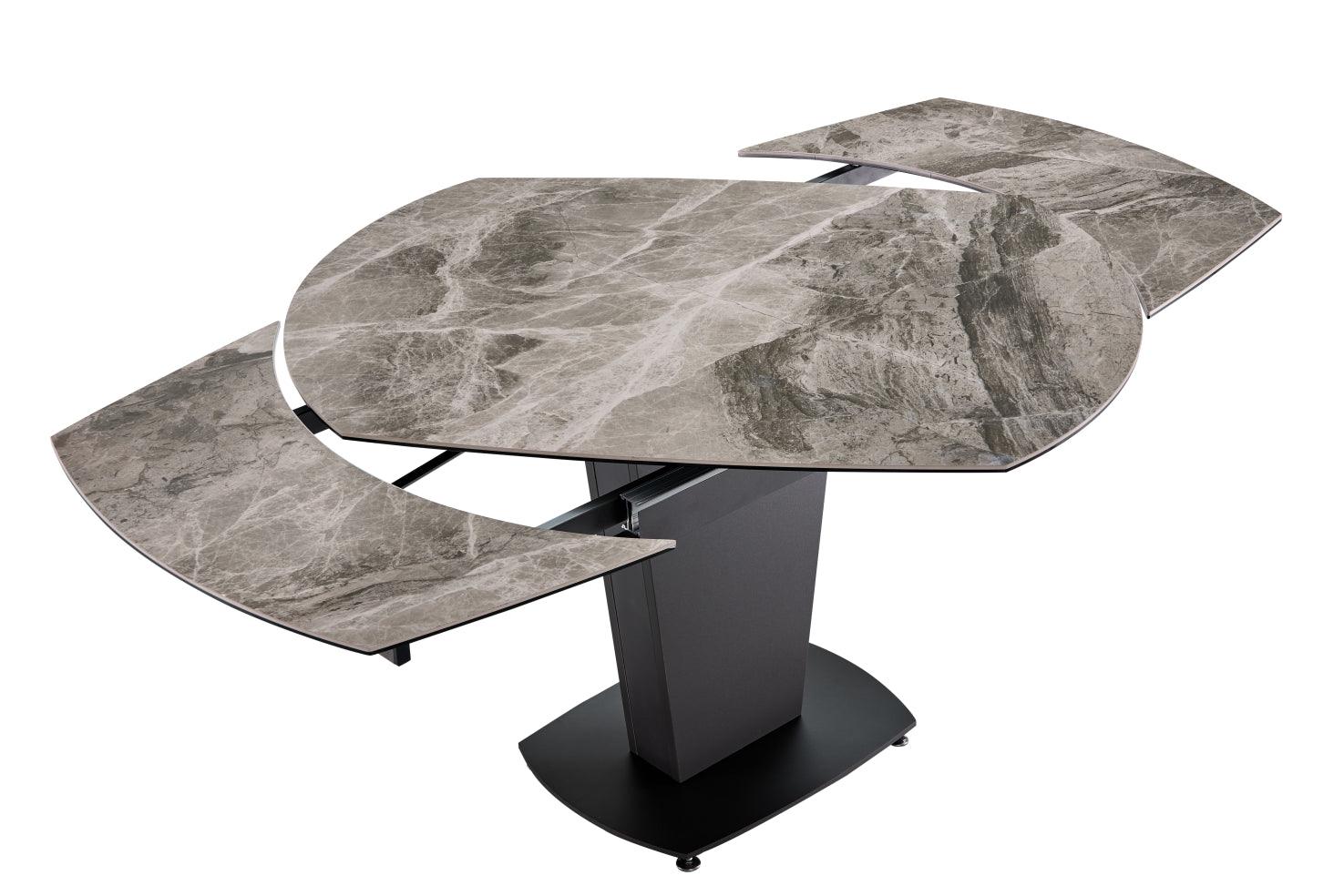Esf Furniture - Extravaganza 2417 Marble Table Grey Taupe With 3405 Chairs Beige - 2417-3405Beige-6Chair