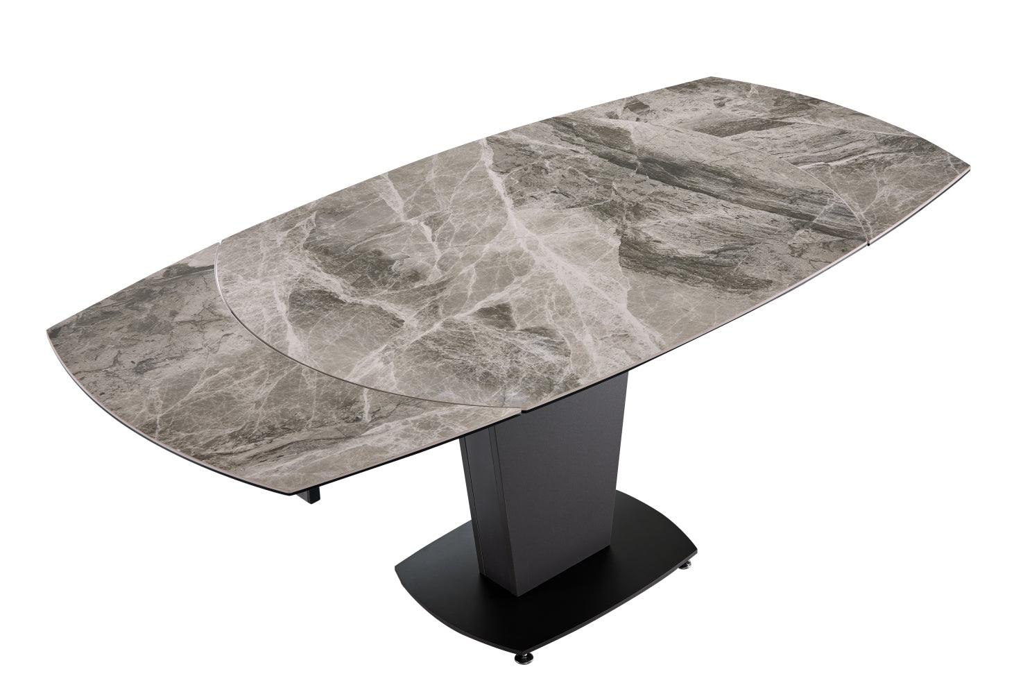 Esf Furniture - Extravaganza 2417 Marble Table Grey Taupe With 3405 Chairs Beige - 2417-3405Beige-6Chair