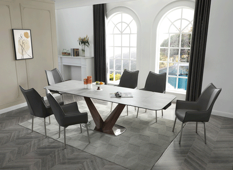 Esf Furniture - 9188 Dining Table With 1218 Swivel Dark Grey Chairs - 9188-1218-8Greychair