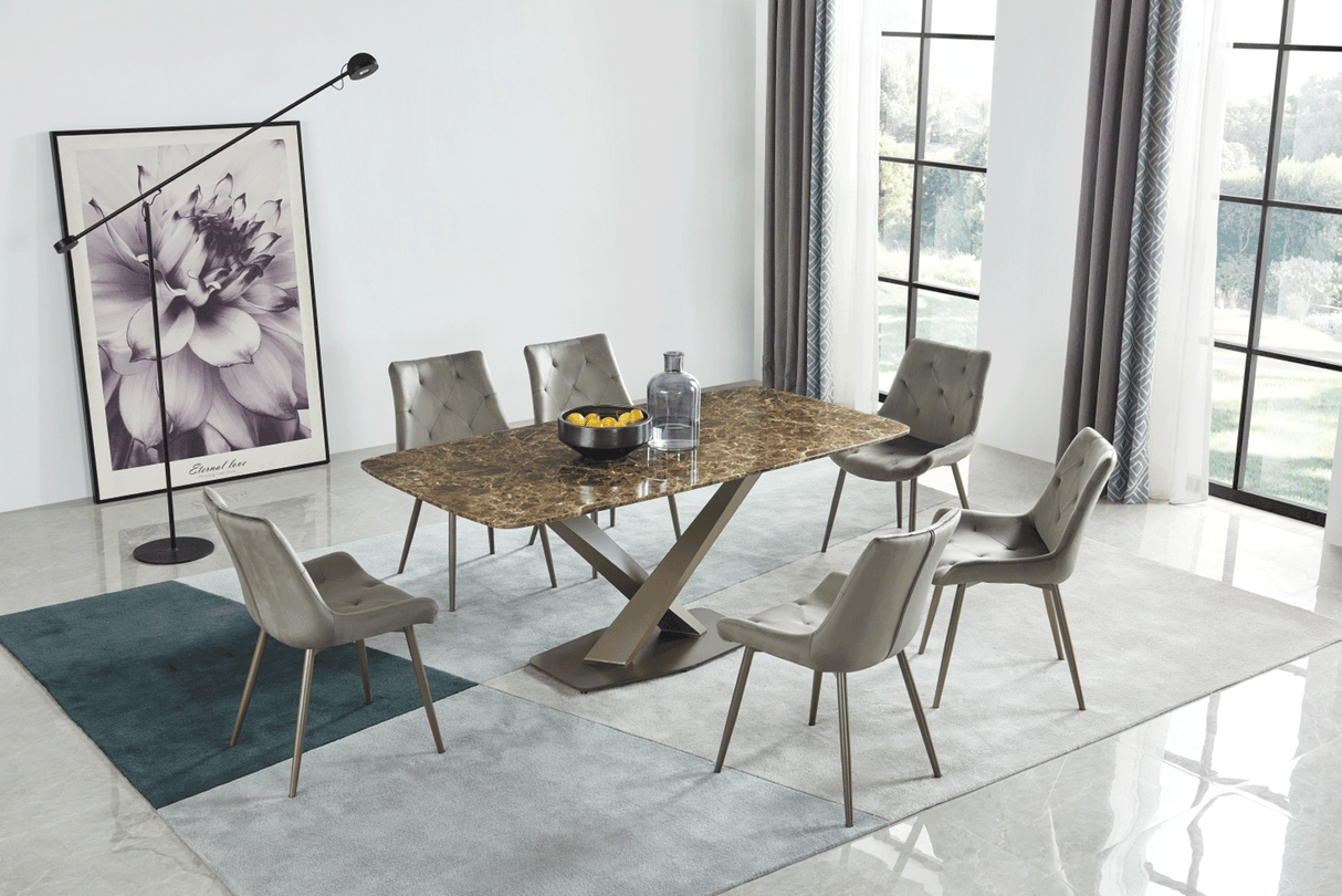 Esf Furniture - Extravaganza 311 Marble Dining Table With 137 Chairs - 311-137-4Chair