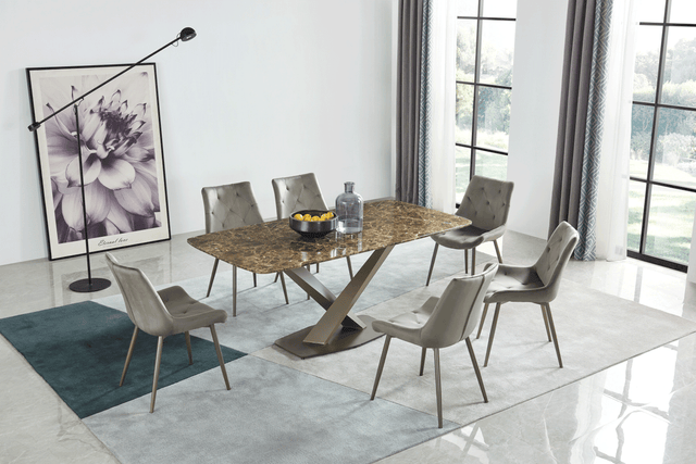 Esf Furniture - Extravaganza 311 Marble Dining Table With 137 Chairs - 311-137-4Chair