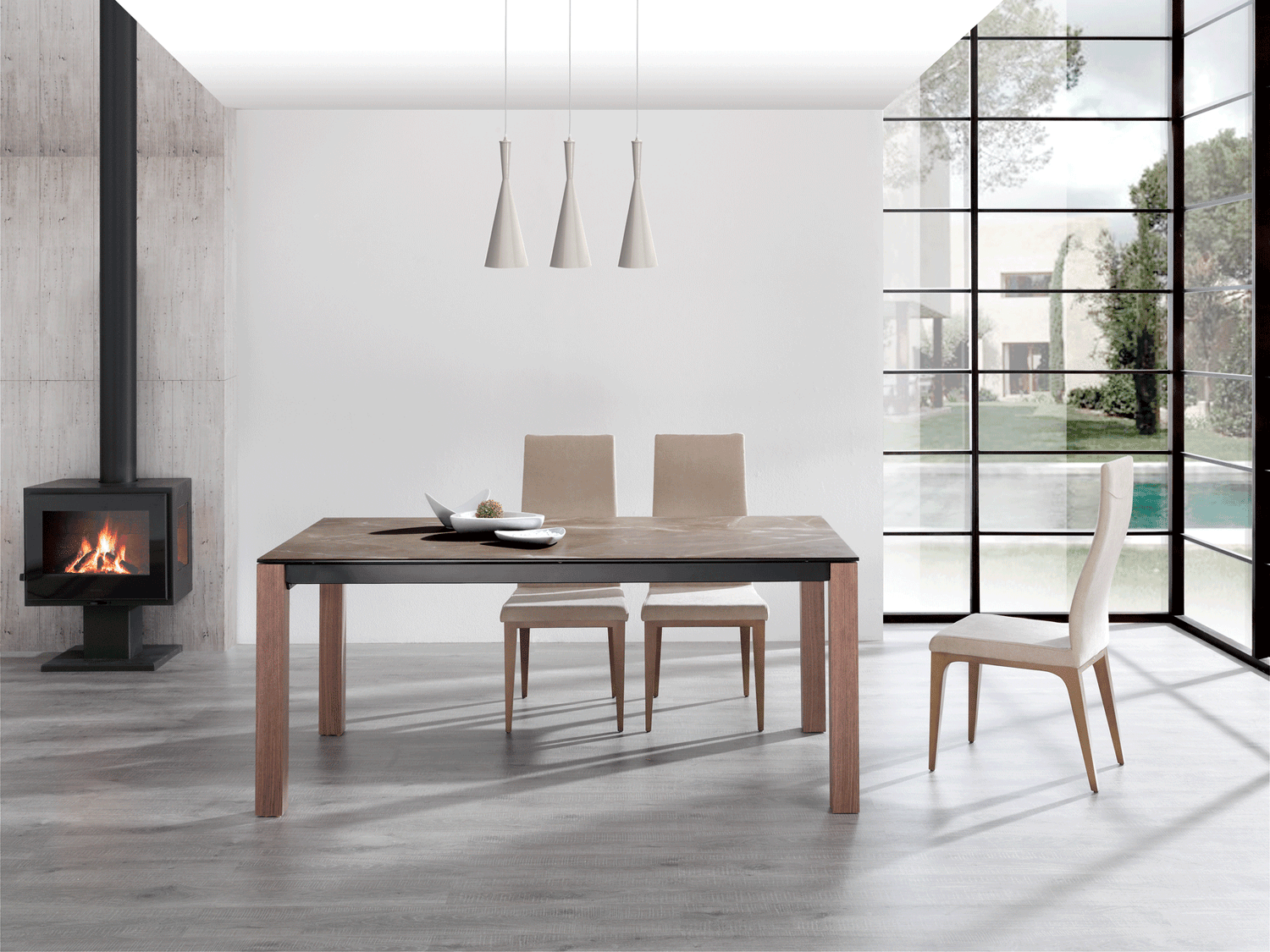 Esf Furniture - Iron Dining Table With Igni Chairs - Irontable-Ignichair