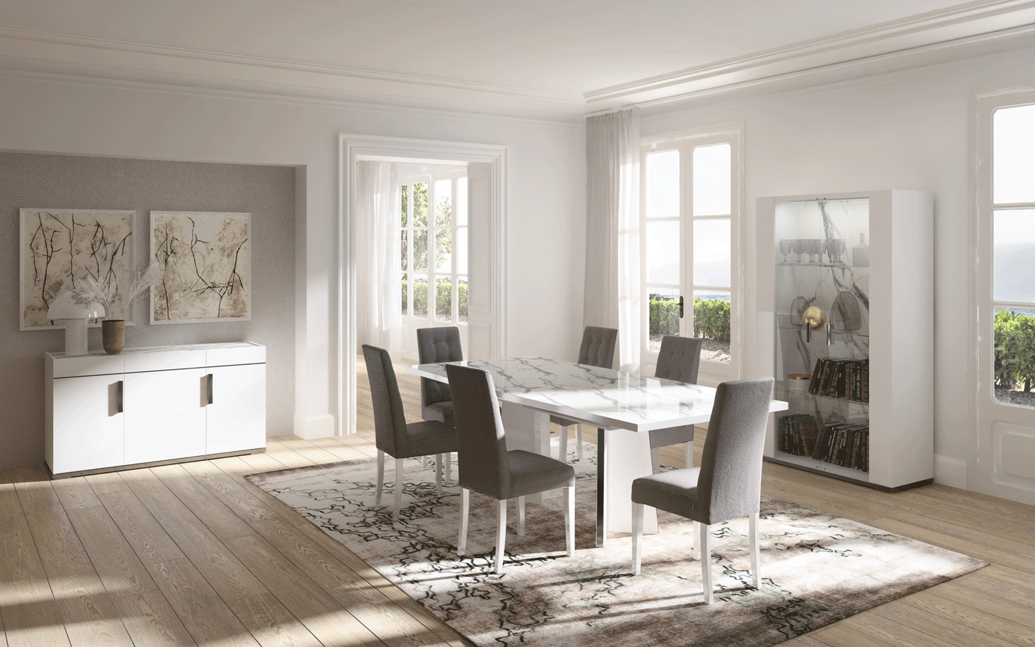 Carrara Dining Table With 18'' Extension - Carraratable | ESF | Home Elegance USA