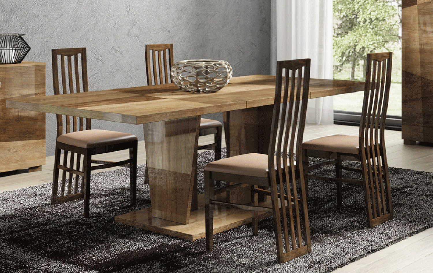 Esf Furniture - Picasso 10 Piece Dining Table Set In High Gloss Lacquer - Picasso-10Set