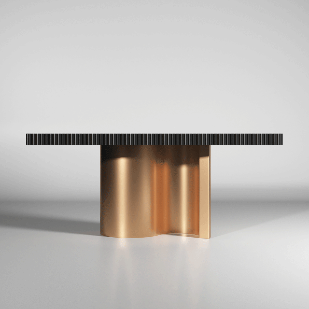 Esf Furniture - Wave Dining Table With 2 Ext. In Matt Gold - Wavetablegrey