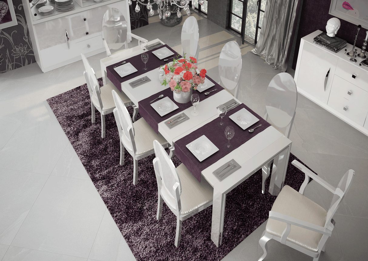 Carmen White Dining Table With Extension - Carmentablewhite | ESF | Home Elegance USA