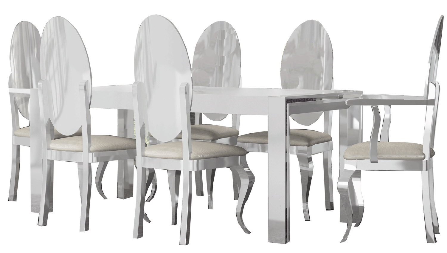 Carmen White Dining Table With Extension - Carmentablewhite | ESF | Home Elegance USA
