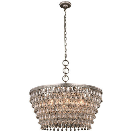 Elegant Lighting Nordic 6 Lights Antique Silver Pendant - Home Elegance USA
