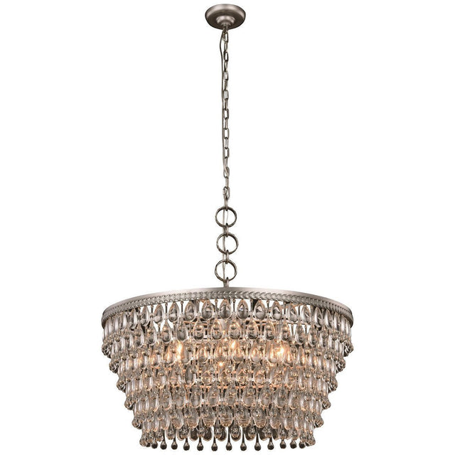 Elegant Lighting Nordic 6 Lights Antique Silver Pendant - Home Elegance USA