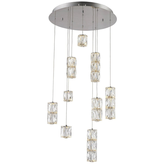 Elegant Lighting Polaris 9 Lights Chrome with Clear Crystal Pendant - Home Elegance USA