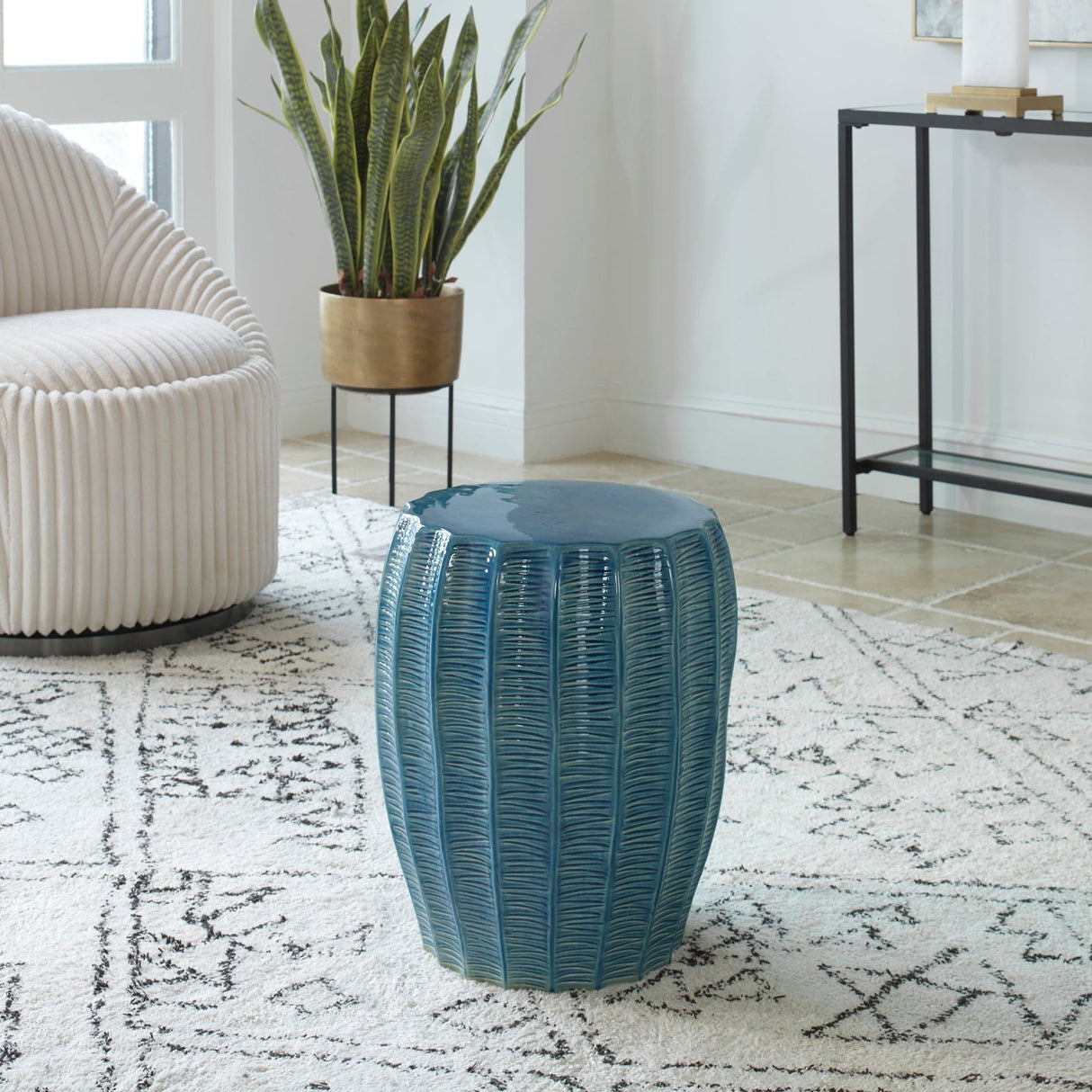 Uttermost Harbor Aque Blue Garden Stool - Home Elegance USA