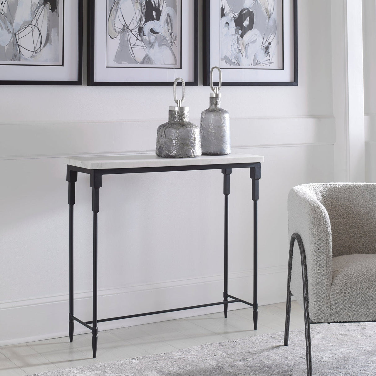 Bourges White Marble Console Table | Uttermost | Home Elegance USA