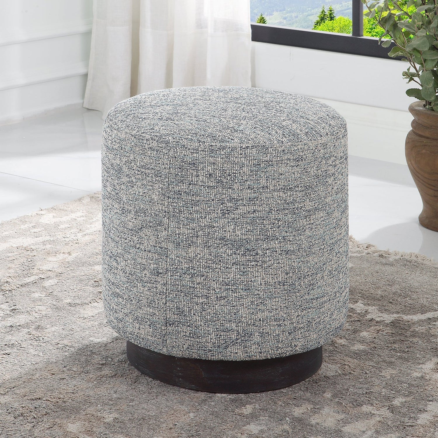 Avila Tweed Round Ottoman | Uttermost | Home Elegance USA