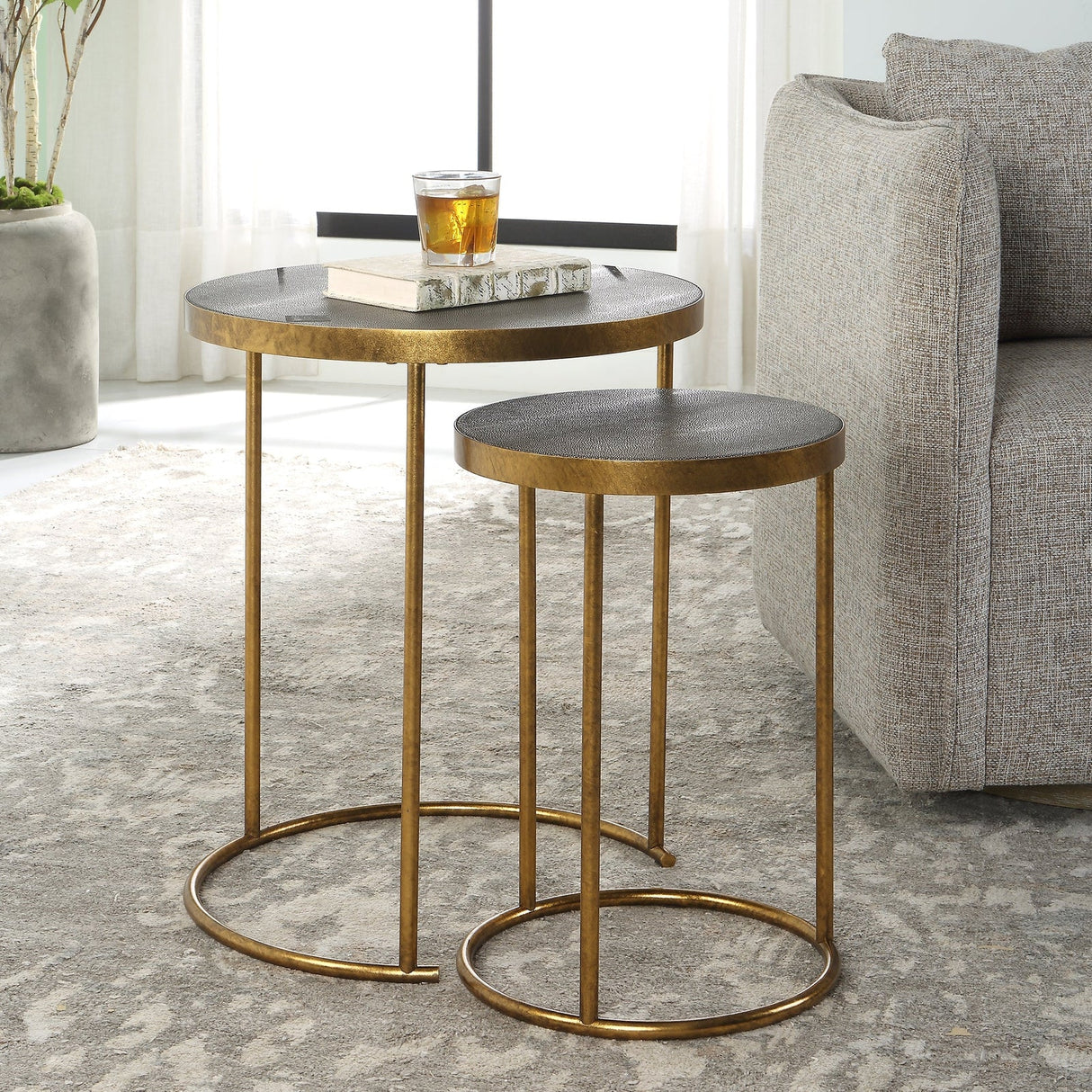 Aragon Brass Nesting Tables - Set Of 2 | Uttermost | Home Elegance USA