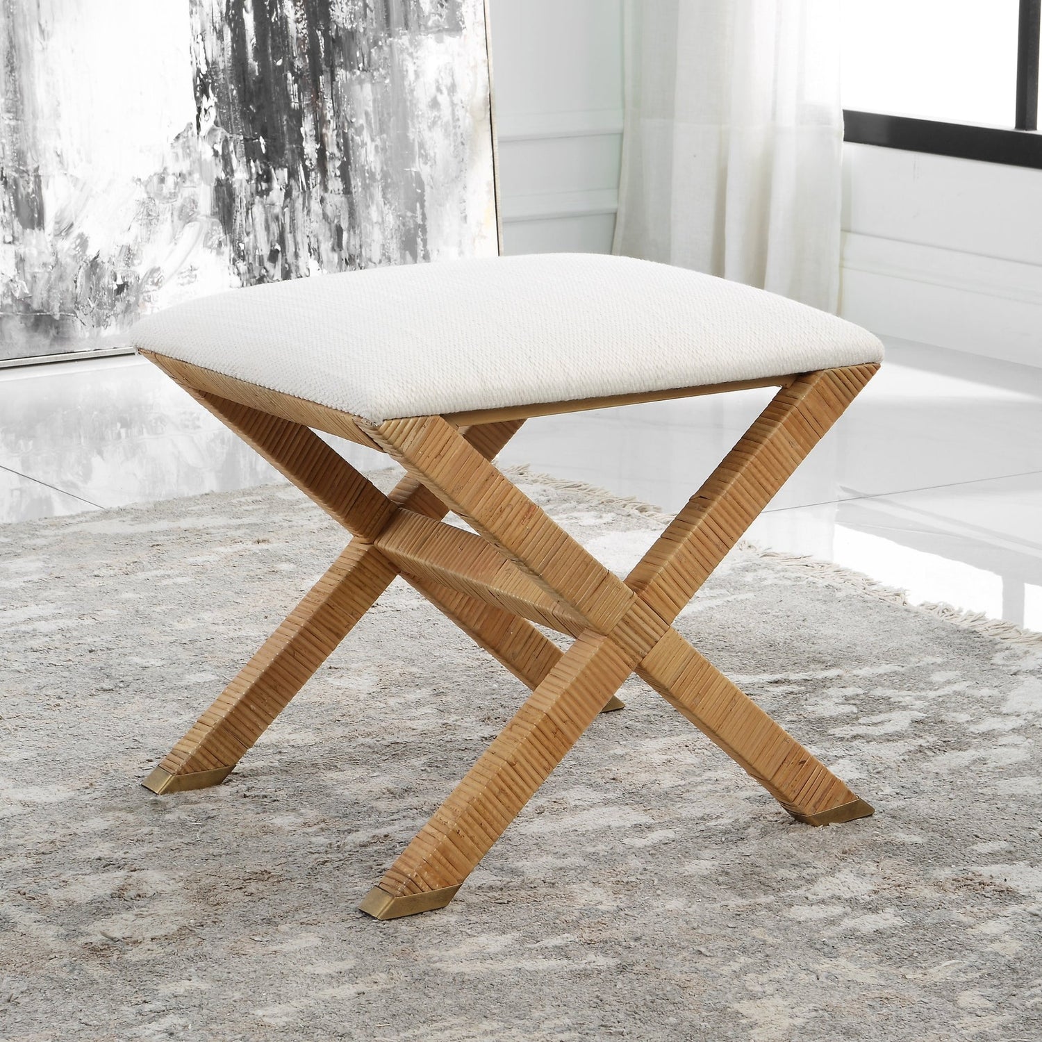 Uttermost St. Tropez Rattan Small Bench - Home Elegance USA