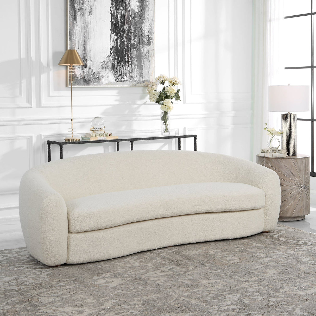Capra Art Deco White Sofa | Uttermost | Home Elegance USA