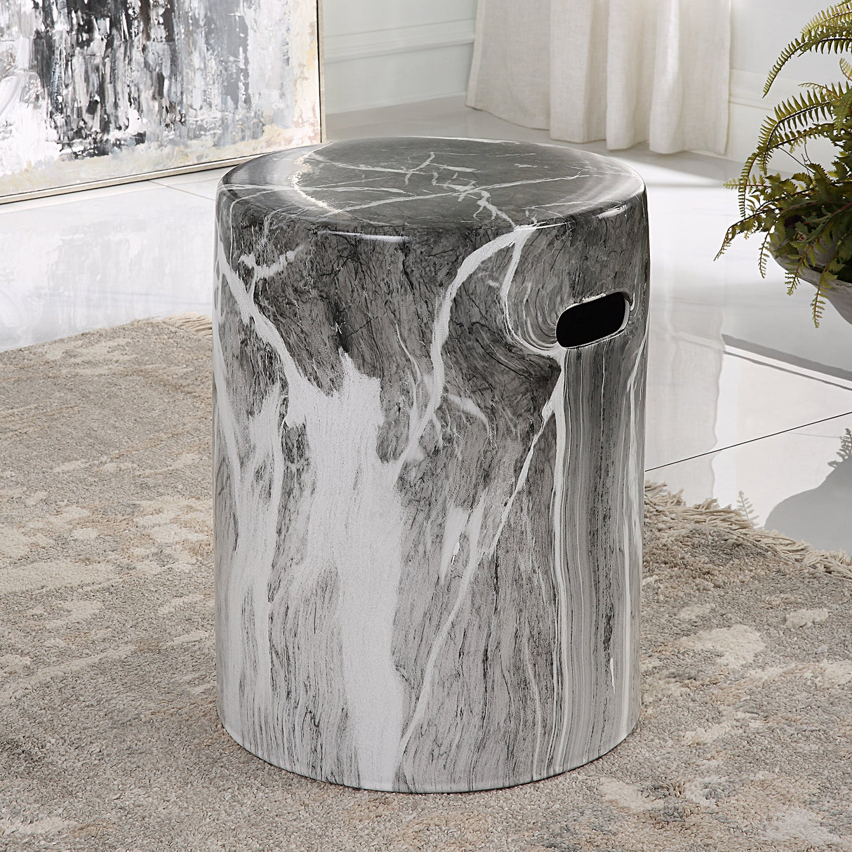 Uttermost Marvel Marbled Garden Stool - Home Elegance USA