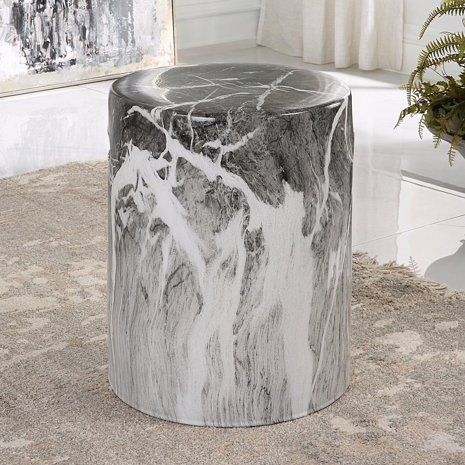 Uttermost Marvel Marbled Garden Stool - Home Elegance USA