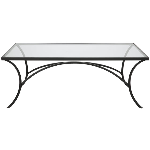 Alayna Black Metal & Glass Coffee Table | Uttermost | Home Elegance USA