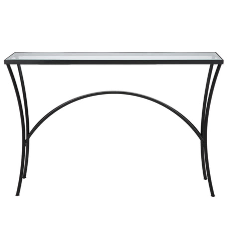 Alayna Black Metal & Glass Console Table | Uttermost | Home Elegance USA