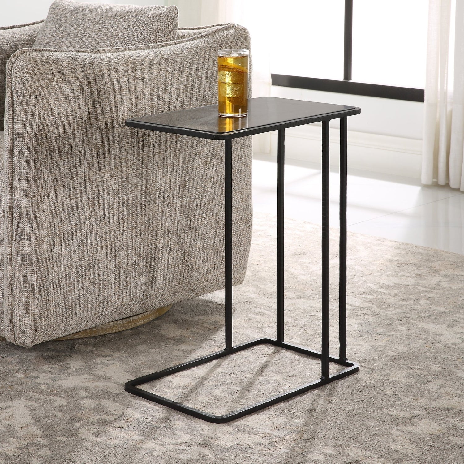 Uttermost Cavern Stone & Iron Accent Table - Home Elegance USA
