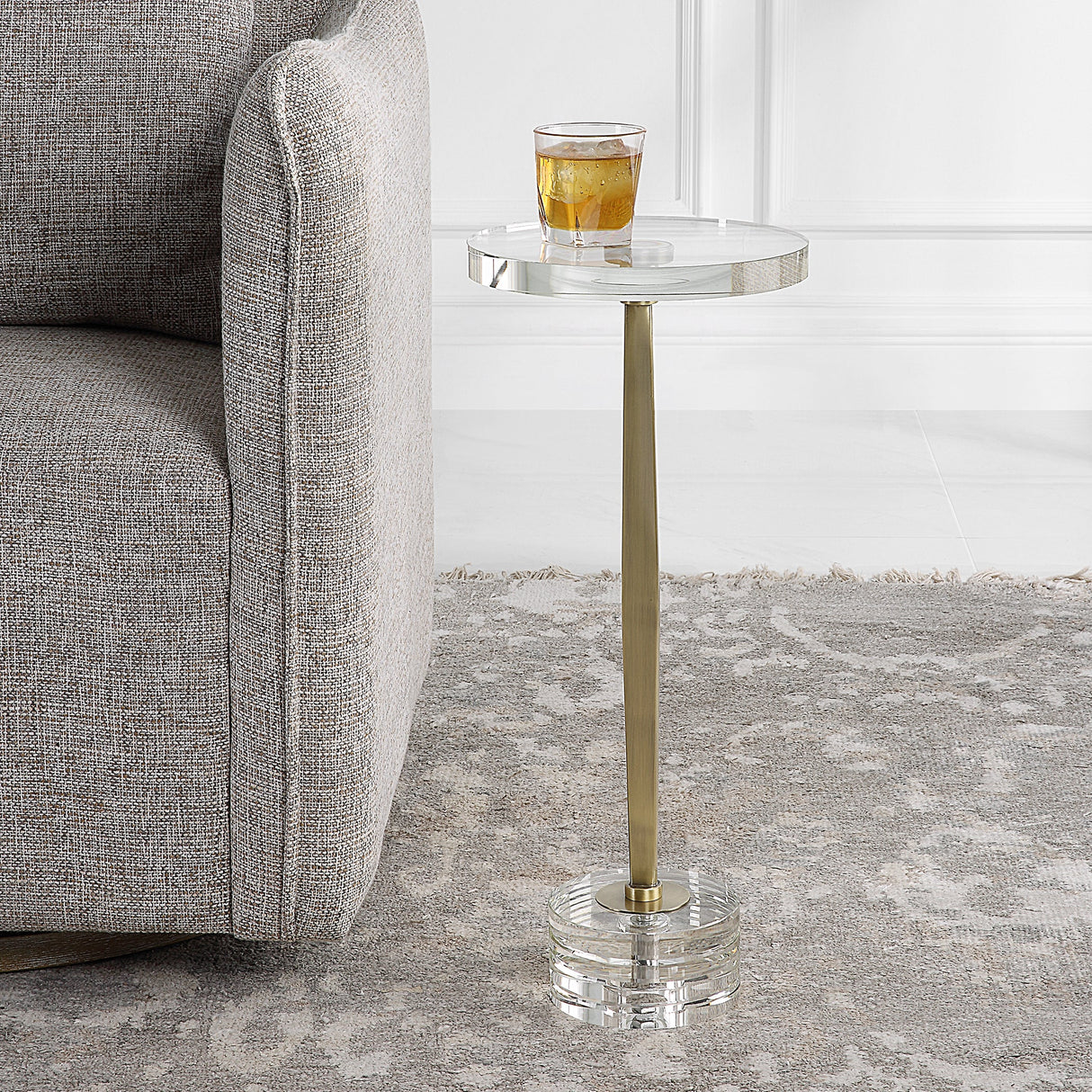 Uttermost Groove Crystal Drink Table - Home Elegance USA