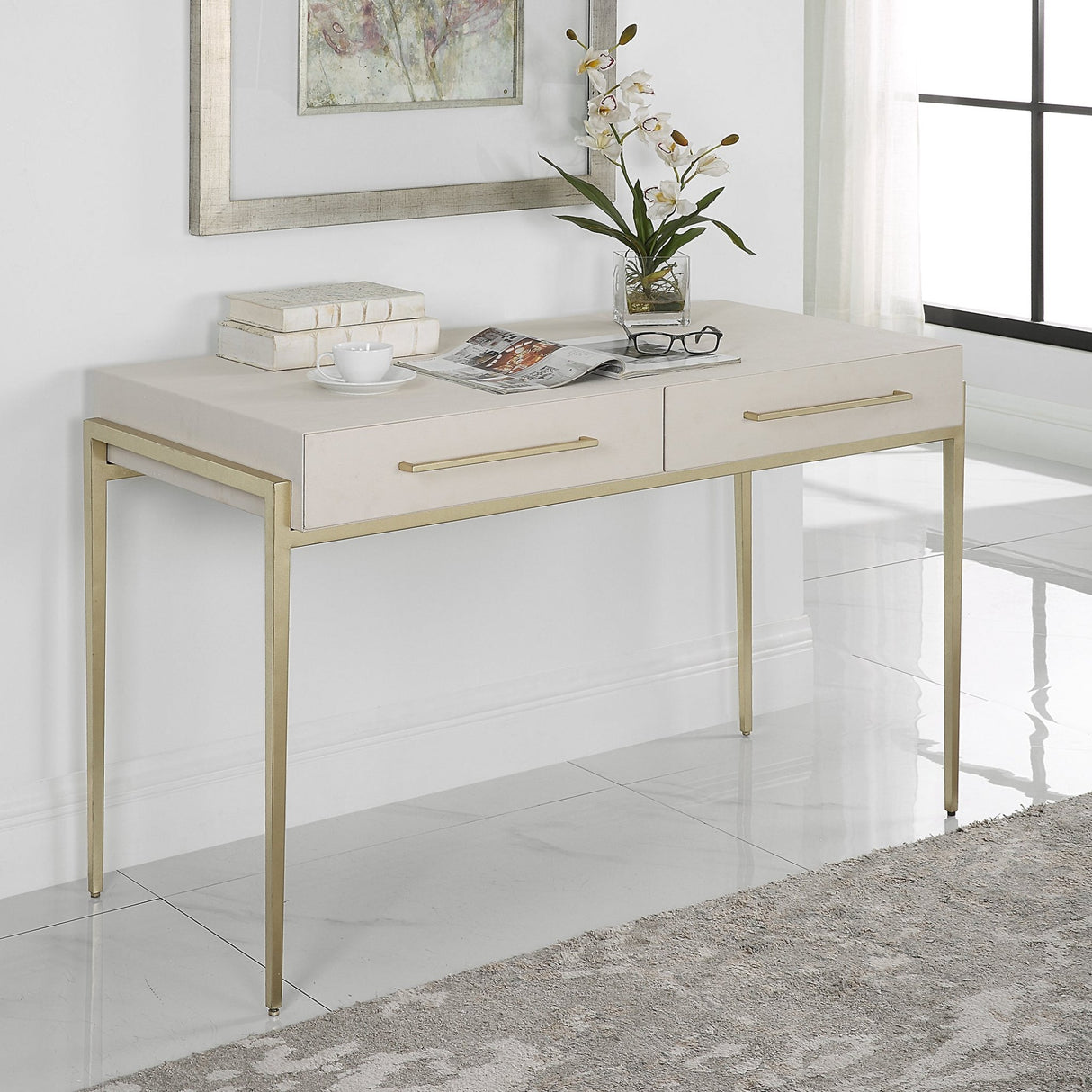 Uttermost Jewel Modern White Desk - Home Elegance USA