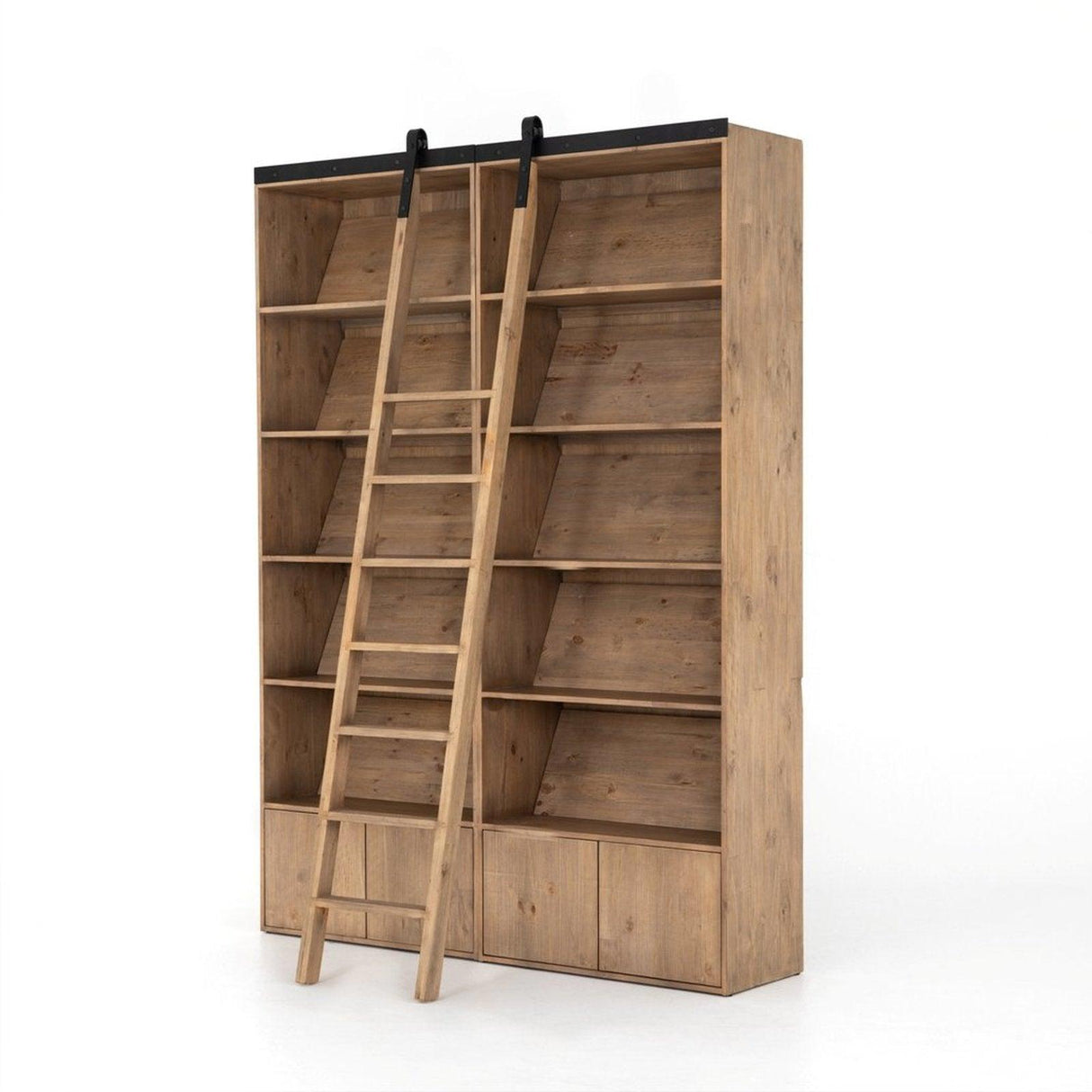 Four Hands Bane Double Bookshelf With Ladder