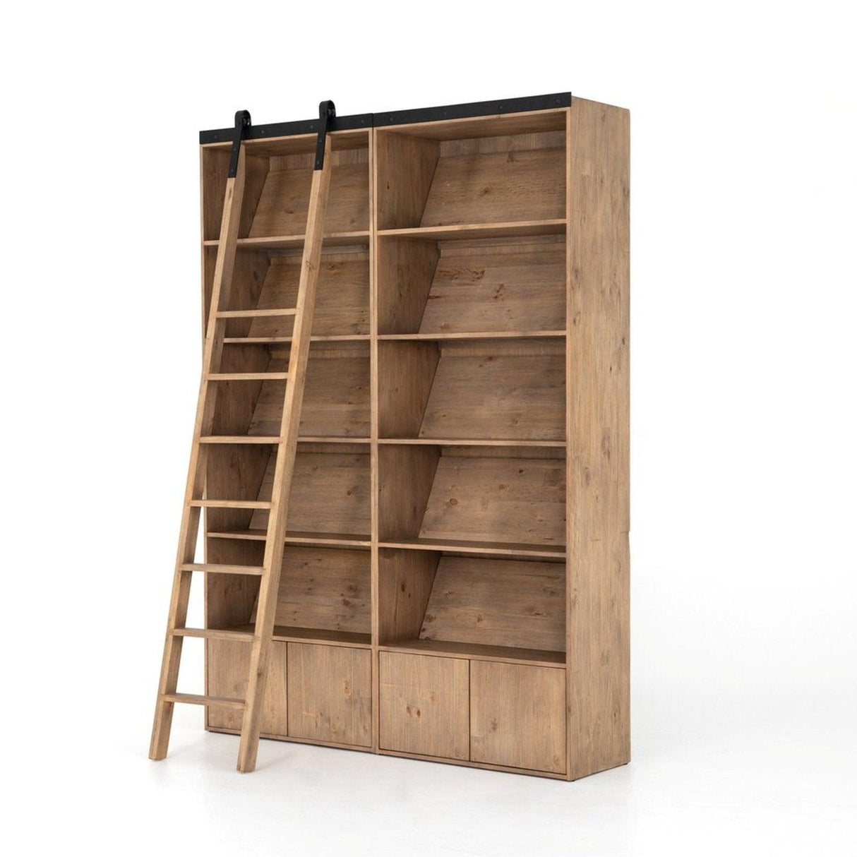 Four Hands Bane Double Bookshelf With Ladder
