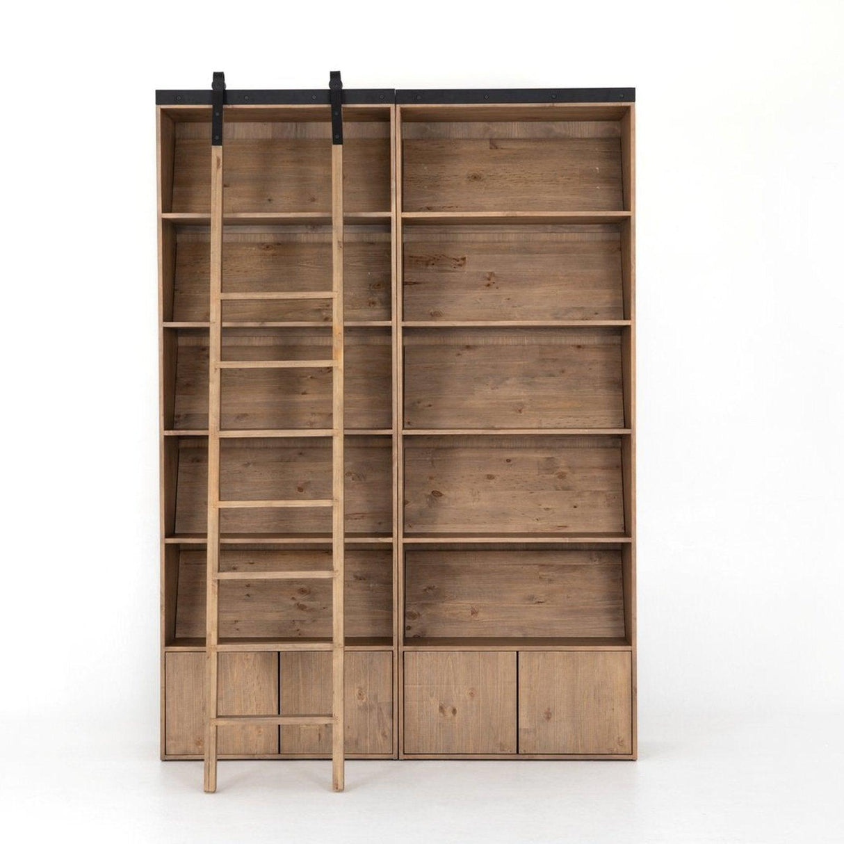 Four Hands Bane Double Bookshelf With Ladder