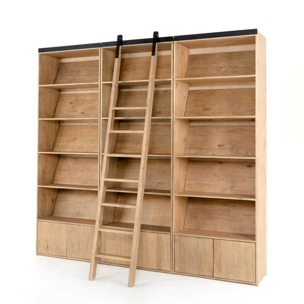 Four Hands Bane Triple Bookshelf With Ladder