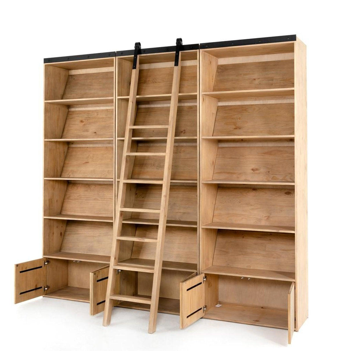 Four Hands Bane Triple Bookshelf With Ladder