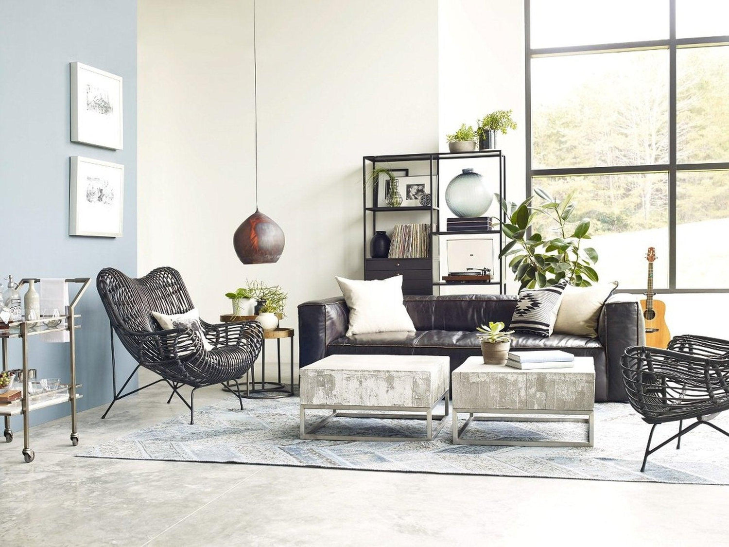 Four Hands Concrete And Chrome Coffee Table