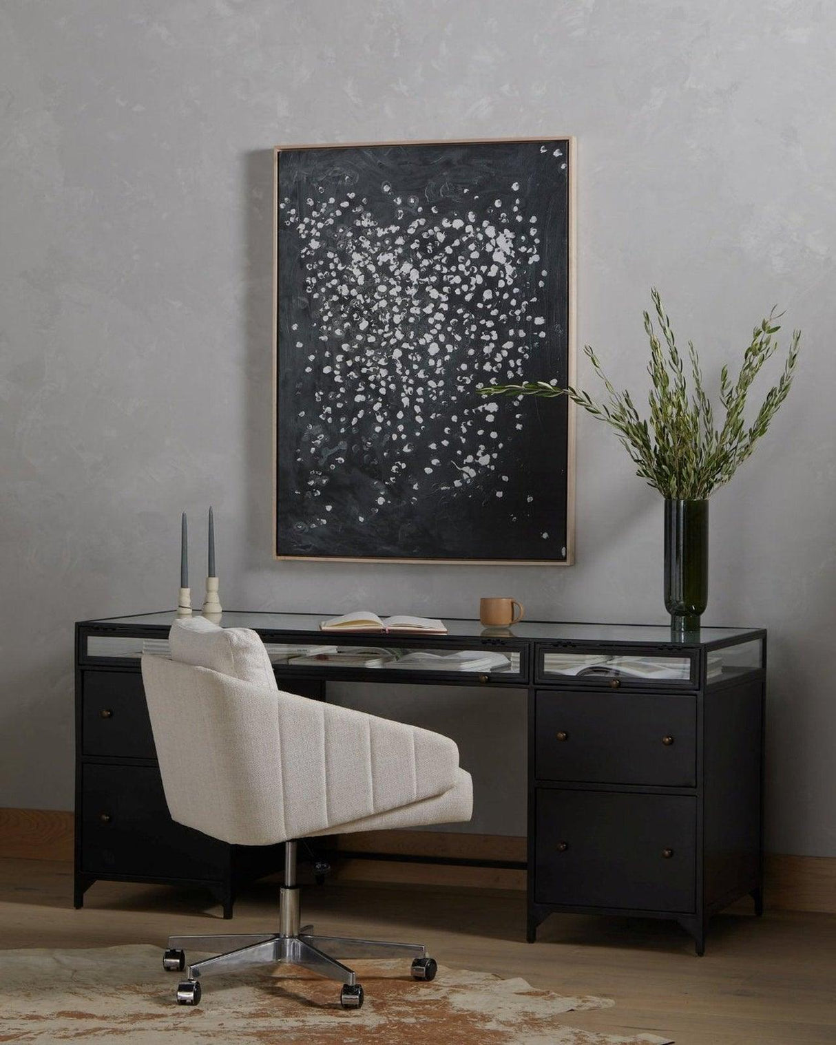 Four Hands Shadow Box Executive Desk