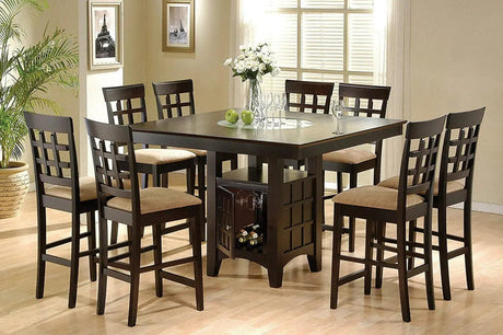 Gabriel Counter Height Dining Set By Coaster Home Furnishings, Cappuccino And Tan - Home Elegance USA