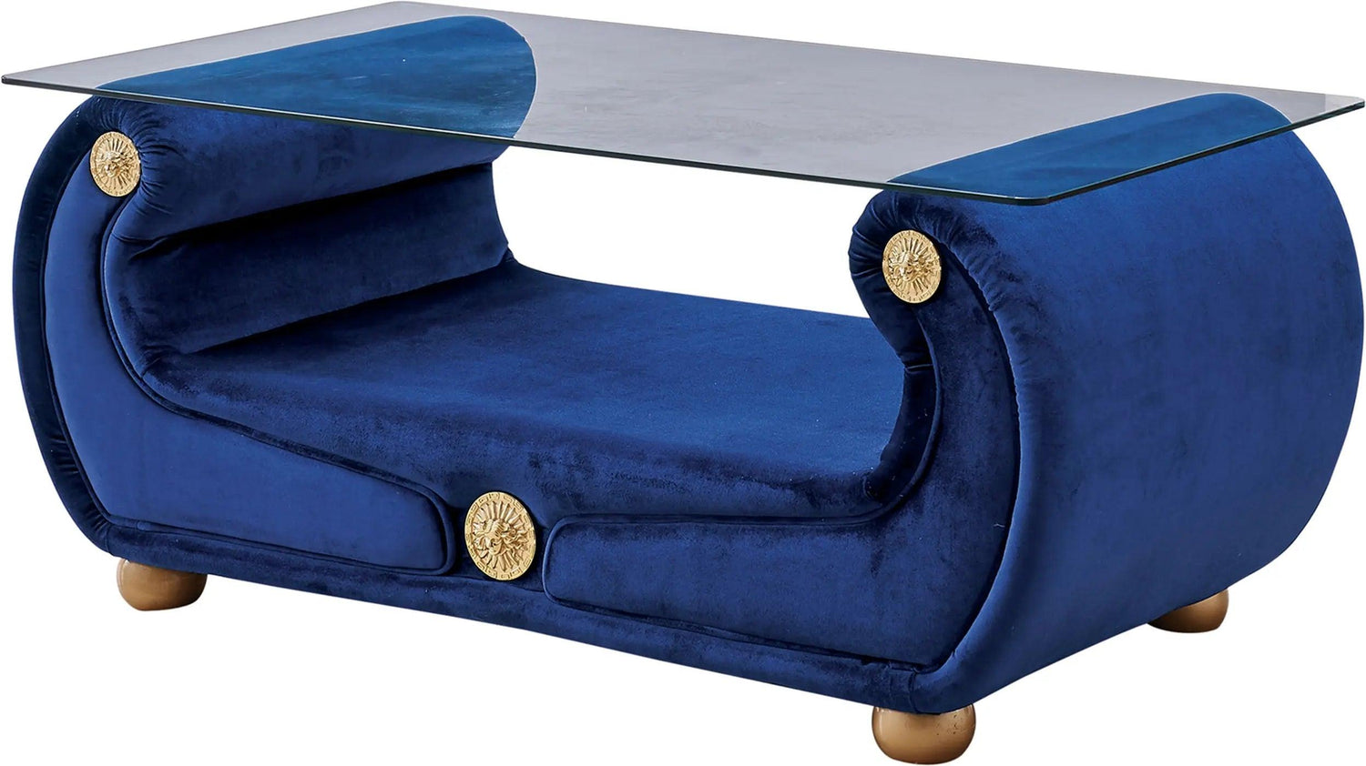 Giza Contemporary Sofa And Loveseat In Luxury Dark Blue Velour Color By Esf Furniture - ESF Furniture