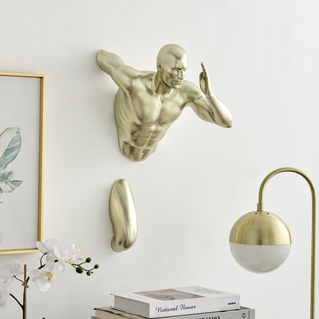 Gold Wall Runner 20" Man Sculpture - Home Elegance USA