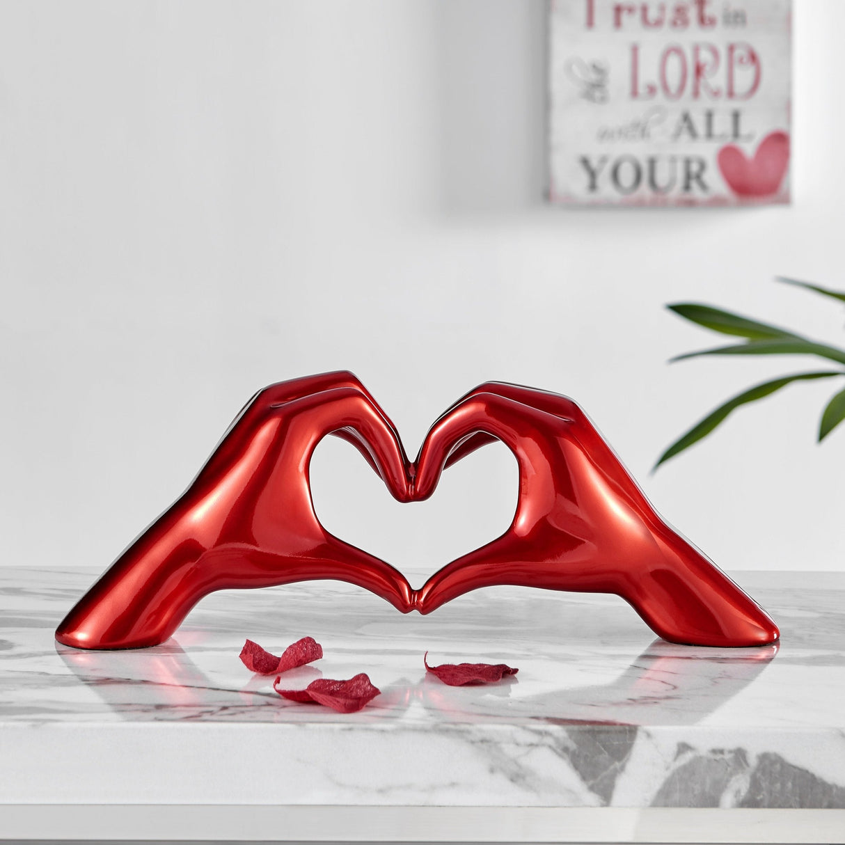 Heart Hands Metallic Red - Home Elegance USA
